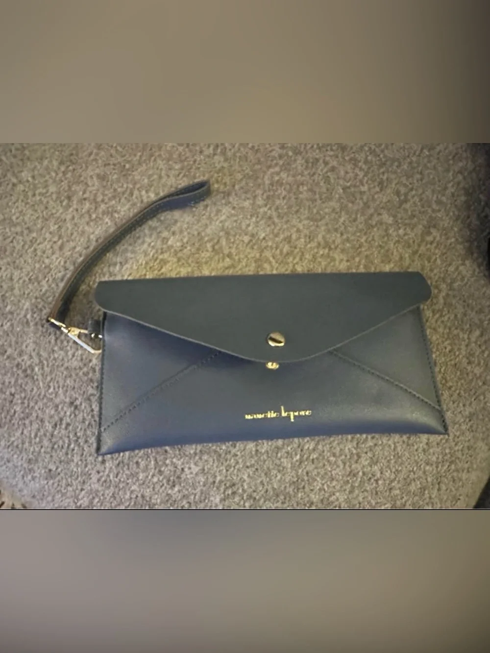 Nanette Lepore Navy Envelope Wristlet Clutch with Gold Accent